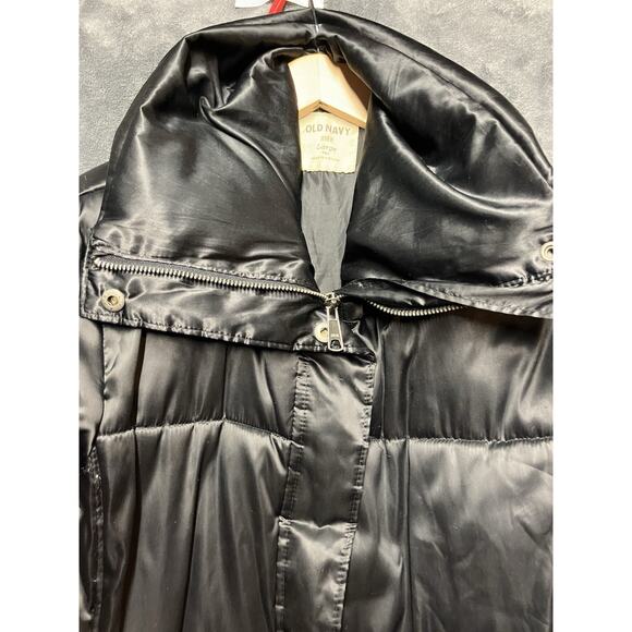 Old Navy Puffer Coat Woman’s Sz L Tall Black Gloss Quilted Outdoor Made In 2011 - Picture 11 of 13